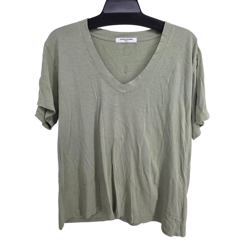 perfectwhitetee Hendrix Short Sleeve V Neck Aloe Green Tee Size XL
